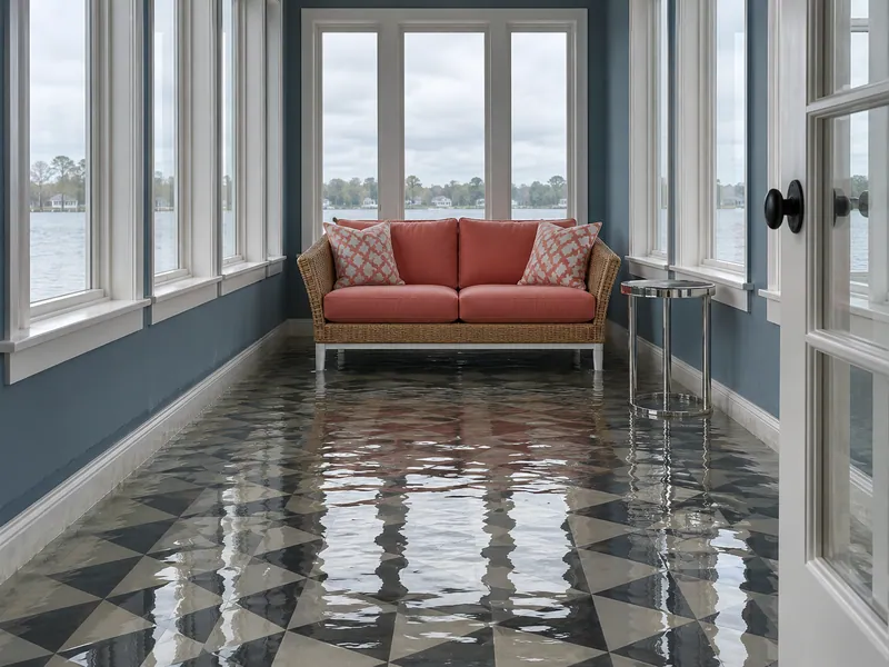 Water Extraction Near San Gabriel Park — standing water around submerged furniture feet