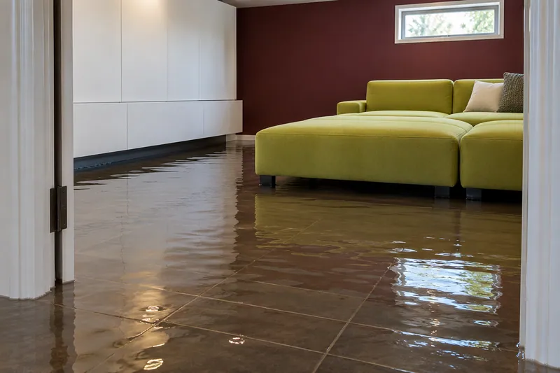 Water Extraction Near Chandler Park — standing water around submerged furniture feet