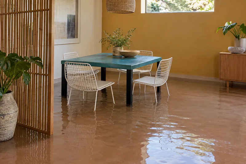 Water Extraction Near Garey Park — standing water around submerged furniture feet